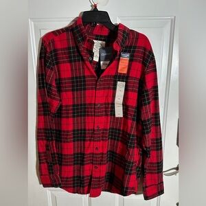 St. John's Bay Red and Black Plaid Button Down Shirt